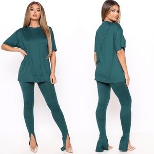 hunter green matching set w contrast stitching